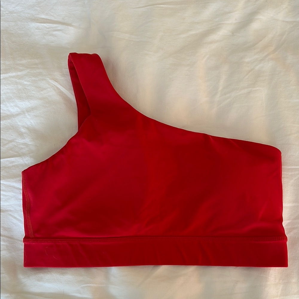 Free with Purchase / Red One-Shoulder Sports Bra